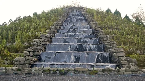 Stepped artificial waterfall on the Azores Video stock 127531667