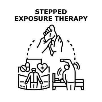 Stepped exposure therapy and mental health treatment process Stock Illustration