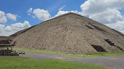 Stepped Platform And Pyramid Slope Beside Gravel Plaza #2, Teotihuacan, Mexico Stock Footage 340375271