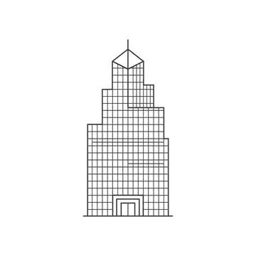 Stepped Skyscraper with Spire Line Icon Иллюстрация
