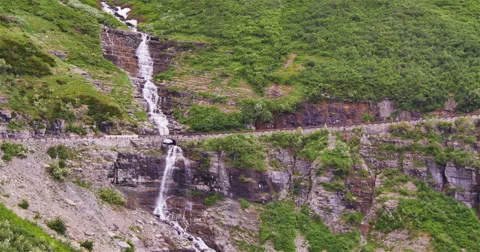 Stepped Waterfall and Roadway Stock Footage 44234487