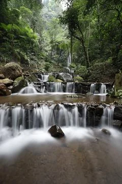 Stepped waterfall in the wild Stock Photos