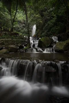 Stepped waterfall in the wild Stock Photos