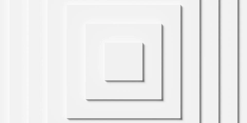 Stepped white concentric squares background wallpaper banner flat lay top v.. Stock Illustration