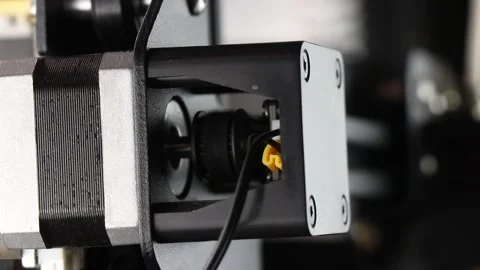 Stepper motor of a 3d printer machine with the belt drive view. X axis motor Video stock 246183240