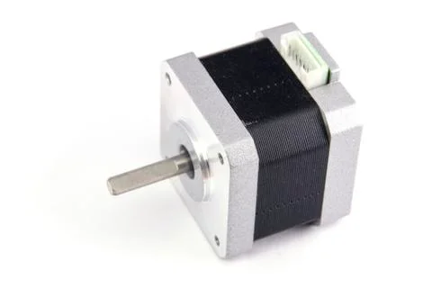 The stepper motor on the white path cut off Stock Photos