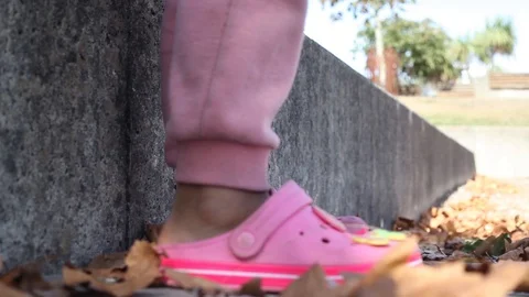 Stepping on Leaves (With Sound) 스톡 동영상 105214439