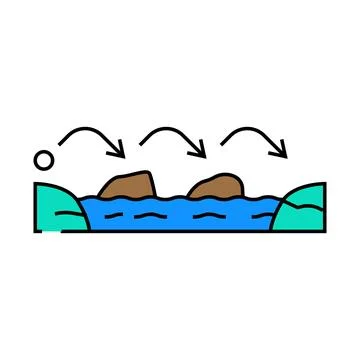 Stepping stones progress icon color illustration Stock Illustration