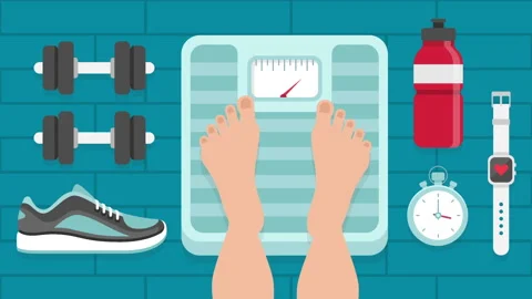 Stepping on Weighing Scale Scene Stock Footage 205067230
