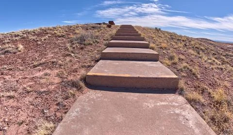 Steps along the Giant Logs Trail at Petrified Forest AZ Stock Photos