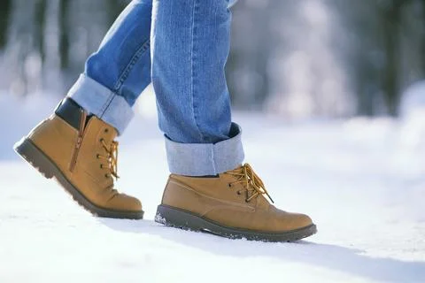 Steps along the snow-covered path Stock Photos