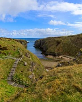 Steps and path down to Smoo Cave in Durness, Scotland, UK Stock Photos