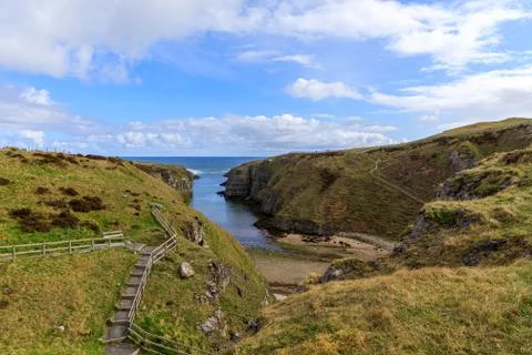 Steps and path down to Smoo Cave in Durness, Scotland, UK Stock Photos