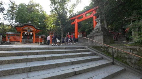 Steps and Torii Gate at Fushimi Inari Taisha in Kyoto, Japan Stock Footage 43095232