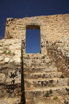 Steps of Ayios Georgis castle Stock Photos