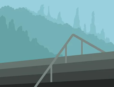 Steps Background Illustration with mountain trees Stock Illustration