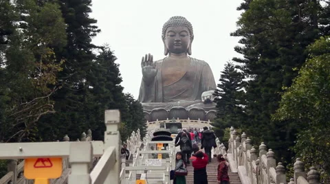 Steps to Big Buddha Statue, Hong Kong Stock Footage 59561484