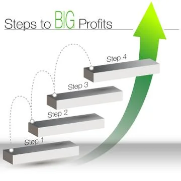 Steps to big profits chart Stock Illustration
