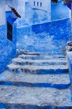 Steps In The Blue City Stock Photos