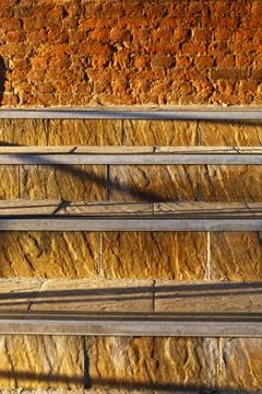 Steps brick wall close-up. abstract background. Stock Photos