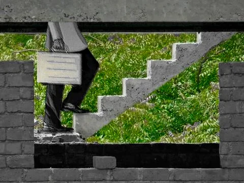 Steps of a building under construction, success concept Stock Illustration
