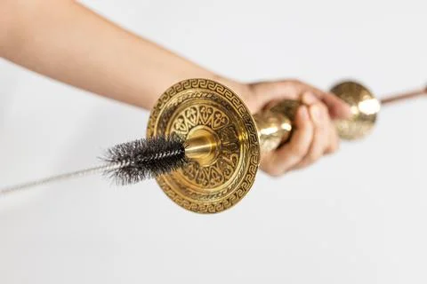 Steps to clean your hookah with cleaning set Stock Photos