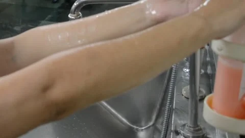 Steps of Cleaning Hands with Hand washing Soap, Corona virus prevention Stock Footage 133683146