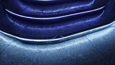 Steps close-up of LED light tube pour water jet Stock Footage 70264870
