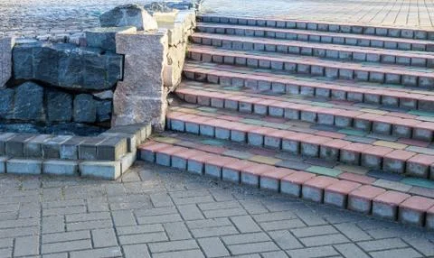 Steps of colored concrete beams Stock Photos