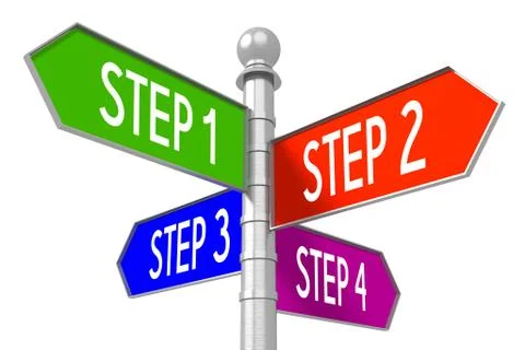 Steps concept - colorful signpost Stock Illustration