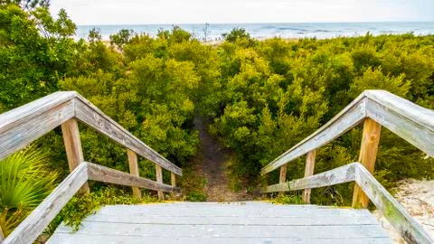 Steps down to Beach Path Stock Photos