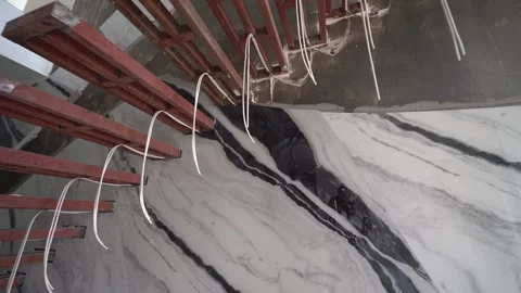 Steps of Elegance: Marble Wall's Graceful View Stock-Footage 305757546