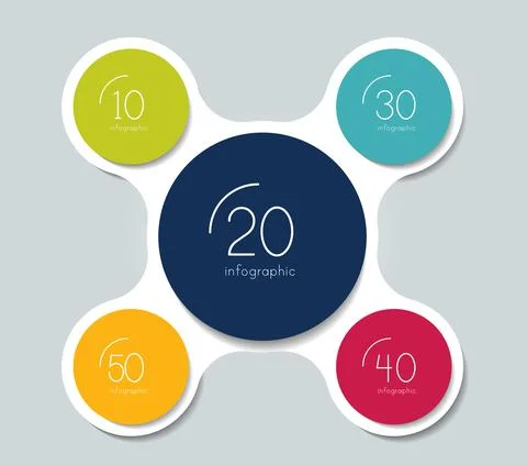 Steps elements bubble chart, scheme, diagram, template. Infographic 5 templat Stock Illustration