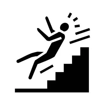 Steps fall man accident glyph icon vector illustration Stock Illustration