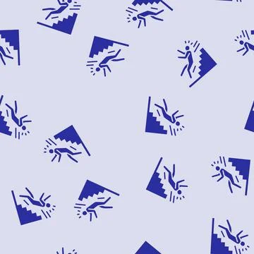 Steps fall man accident glyph seamless pattern Stock Illustration