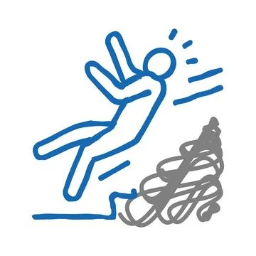 Steps fall man accident icon doodle illustration Stock Illustration
