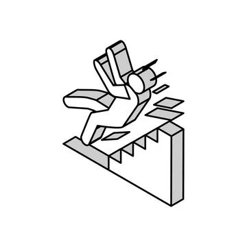 Steps fall man accident isometric icon vector illustration Stock Illustration