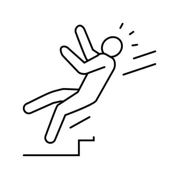 Steps fall man accident line icon vector illustration Stock Illustration