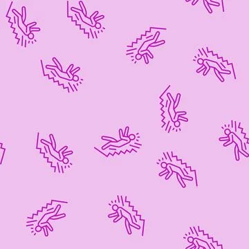 Steps fall man accident line seamless pattern Stock Illustration