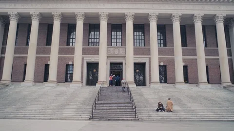Steps in front of Harvard Library Stock Footage 88675193