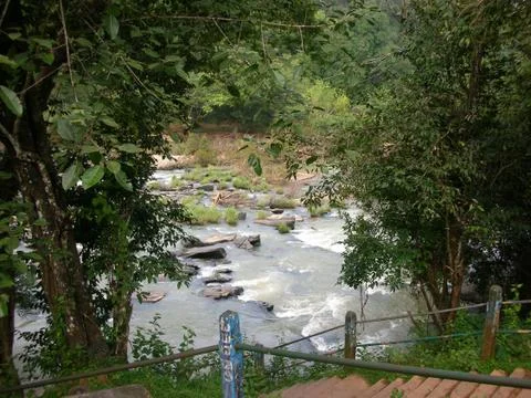 Steps going down to the river Stock Photos