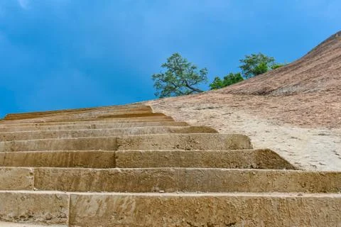 Steps Going To Top Of Hill. Looking Beautiful On Blue 02 Stock Photos
