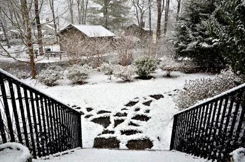 Steps to a house in the snow Stock Photos