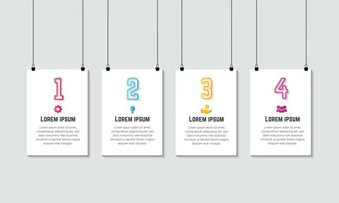Steps infographic hanging template Stock Illustration