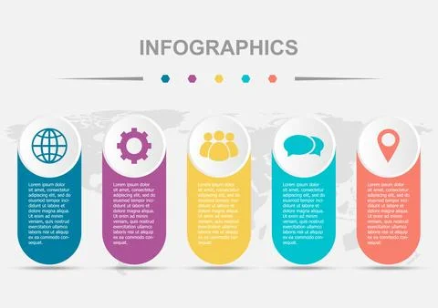 Steps infographic template design with icons Stock Illustration