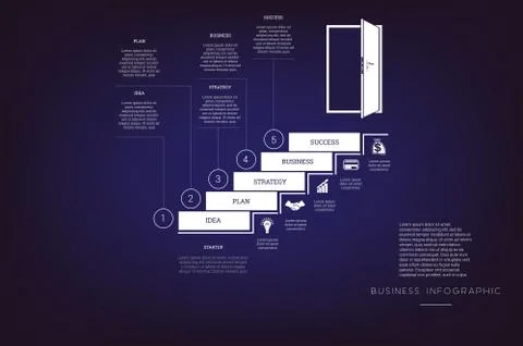 Steps up ladders and doorway. Concept  illustration or background. Business i Stock Illustration