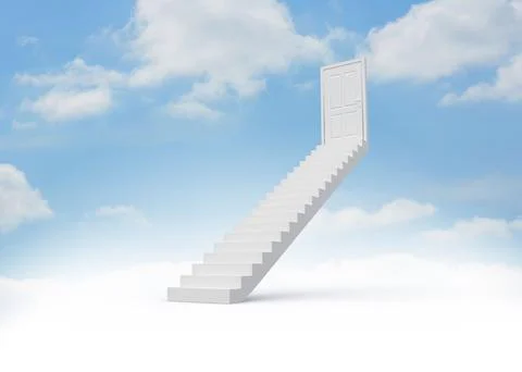 Steps leading to closed door in the sky Stock Illustration