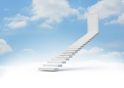 Steps leading to closed door in the sky Stock Illustration