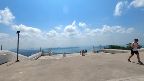 Steps leading down from a high hill. Stock Footage 242166502