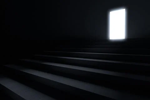 Steps leading to light in the darkness Stock Illustration